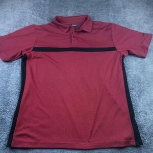 Men's Polo Shirt in Deep Red with Black Accents